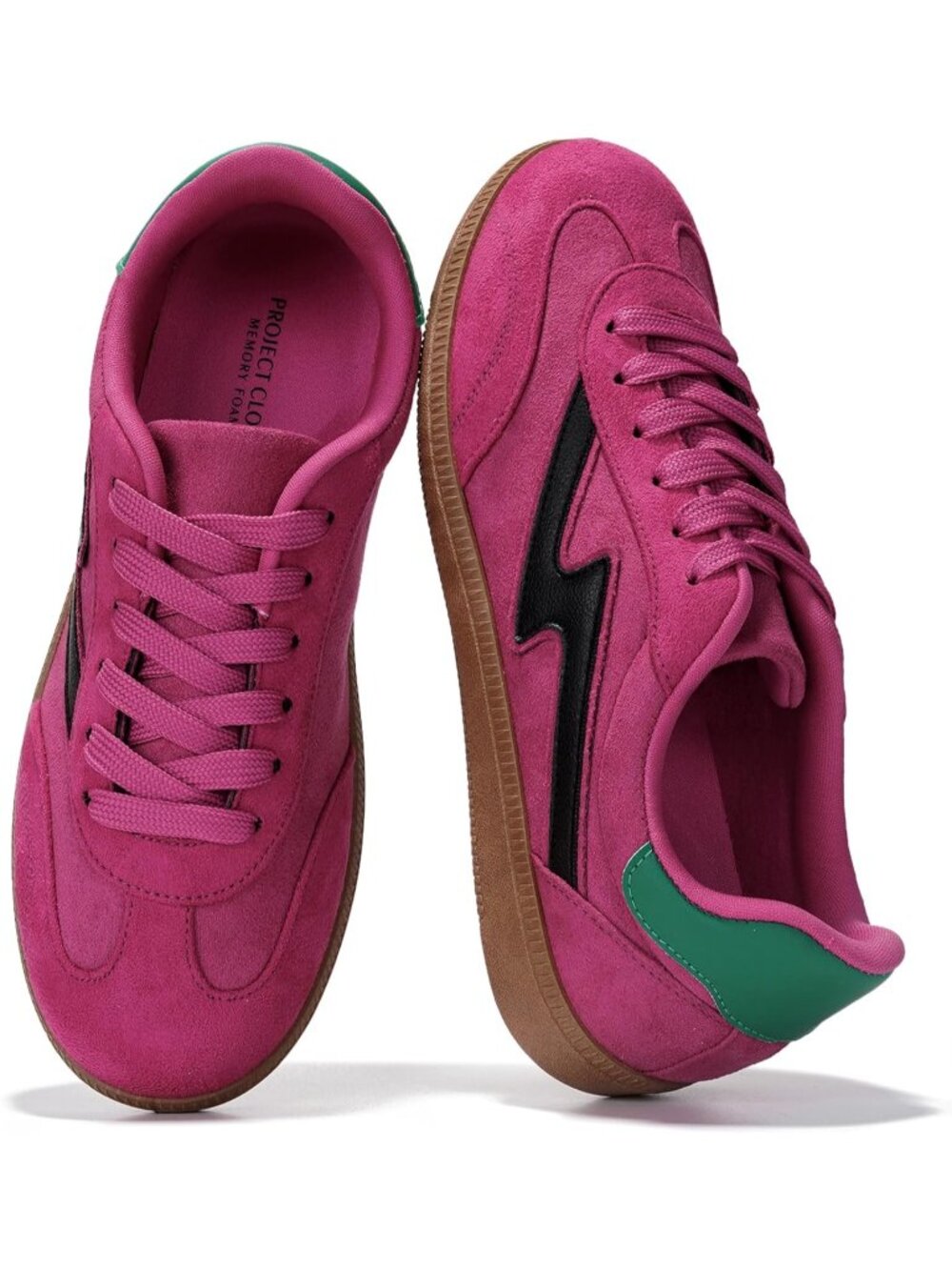 Womens Pink Leather Project Cloud Sneakers Comfortable Lace-Up Fashion Sneakers